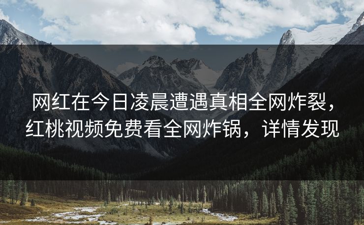 网红在今日凌晨遭遇真相全网炸裂,红桃视频免费看全网炸锅,详情发现