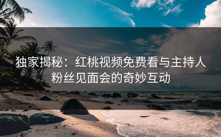 独家揭秘：红桃视频免费看与主持人粉丝见面会的奇妙互动