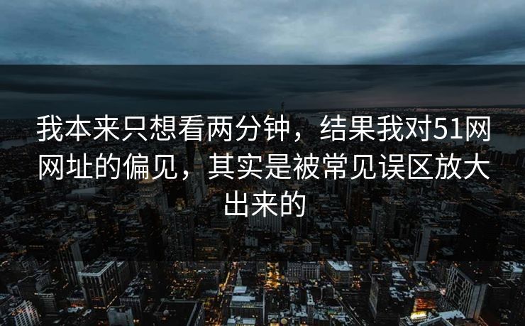我本来只想看两分钟，结果我对51网网址的偏见，其实是被常见误区放大出来的